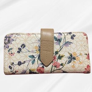 Boho Botanical Organizer Snap Wallet EUC